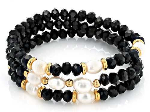Paula Deen Jewelry™ Glass Bead & Pearl Simulant Multi-Strand Gold Tone Necklace & Bracelet Set
