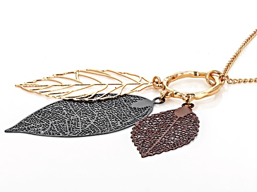 Paula Deen Jewelry™ Tri-Color Tone Necklace & Earring Leaf Charm Set