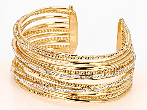 Paula Deen Jewelry™ White Crystal Gold Tone Crossover Cuff Bracelet