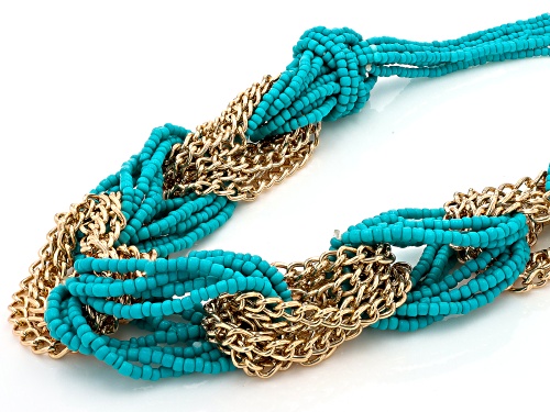 Paula Deen Jewelry™  Blue Seed Bead Gold Tone Necklace & Bracelet Set