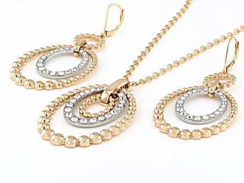 Paula Deen Jewelry™ White Crystal Two-Tone Textured Necklace & Earring Set