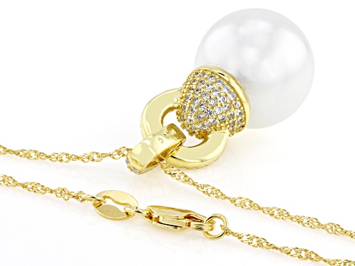 Pearlfection® 14mm White South Sea Simulant &  Bella Luce® 18K Gold Over Silver Pendant With Chain