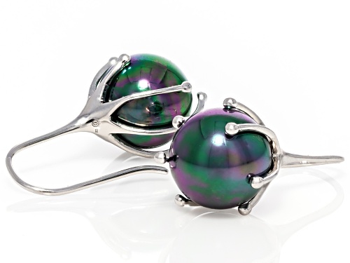 Pearlfection® 12mm Peacock Simulant Rhodium Over Sterling Silver Earrings