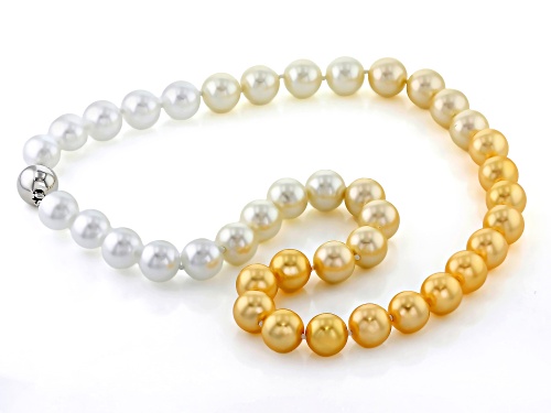 Pearlfection® 13.5mm Multi-Color South Sea Simulant Rhodium Over Silver 24 Inch Strand Necklace - Size 24