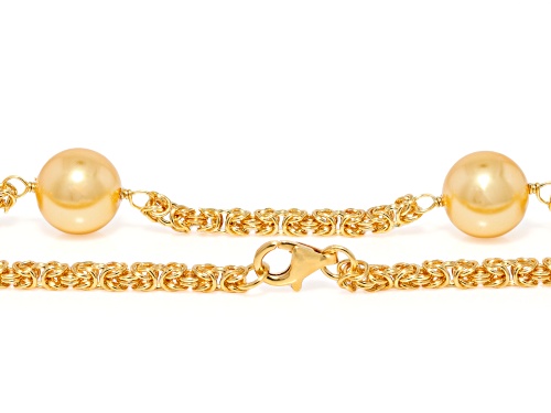 Pearlfection® 12mm Golden South Sea Simulant 18k Yellow Gold Over Sterling Silver 20 Inch Necklace - Size 20