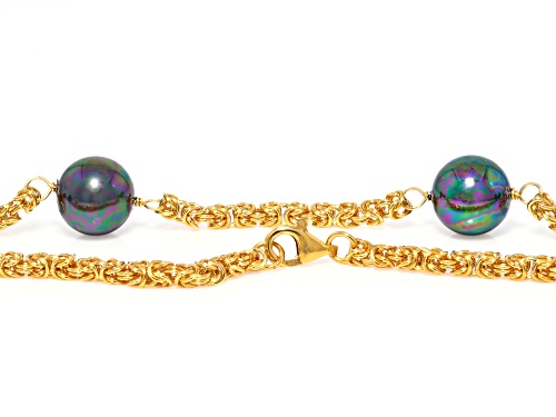 Pearlfection® 12mm Peacock Simulant 18k Yellow Gold Over Sterling Silver 20 Inch Necklace - Size 20