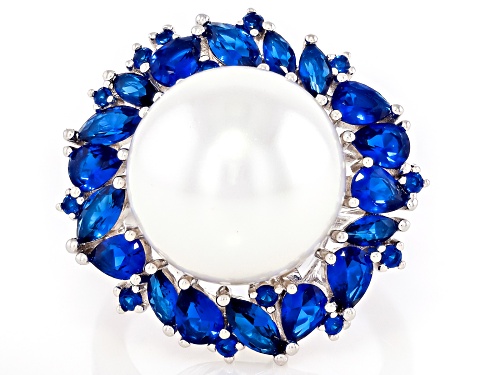 Pearlfection® 14mm White South Sea Simulant With Bella Luce® Rhodium Over Sterling Silver Ring - Size 7