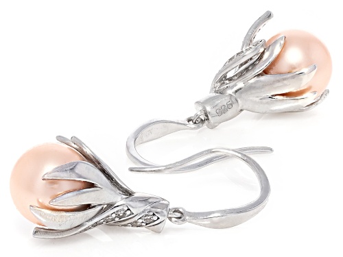 Pearlfection® 10mm Pink Kasumiga Simulant With Bella Luce® Rhodium Over Sterling Silver Earrings