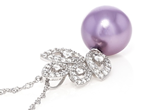 Pearlfection® 14mm Lavender Kasumiga Simulant With Bella Luce® Rhodium Over Silver Pendant