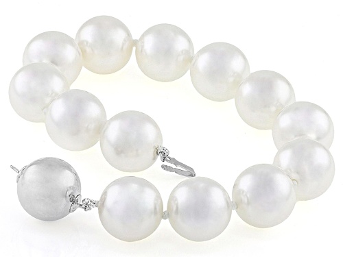 Pearlfection® 14mm White South Sea Simulant Rhodium Over Sterling Silver Bracelet