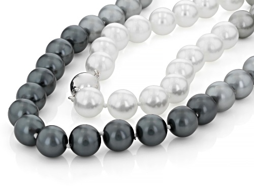 Pearlfection® Multi-Color South Sea Simulant Rhodium Over Sterling Silver 32 Inch Strand Necklace - Size 32
