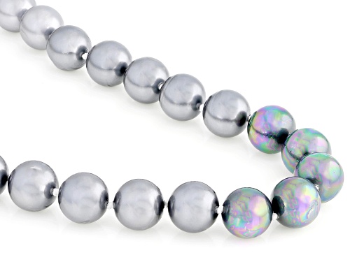 Pearlfection® 12mm Tahitian Simulant Rhodium Over Sterling Silver 32 Inch Strand - Size 32