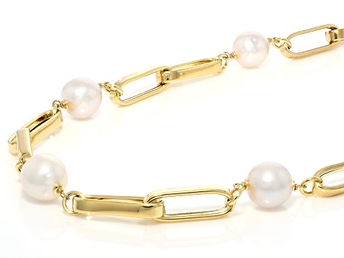 Genusis™ 12mm White Cultured Freshwater Pearl 18k Gold Over Bronze 21 Inch Station Necklace - Size 21