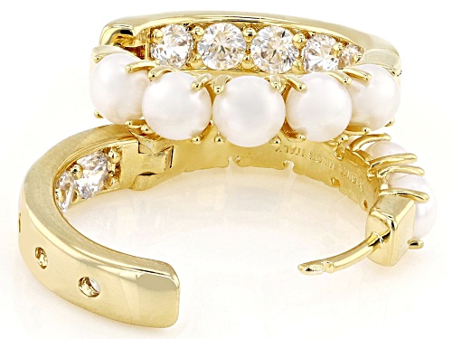 4mm White Cultured Freshwater Pearl & Bella Luce® 18k Yellow Gold Over Bronze Hoop Earrings