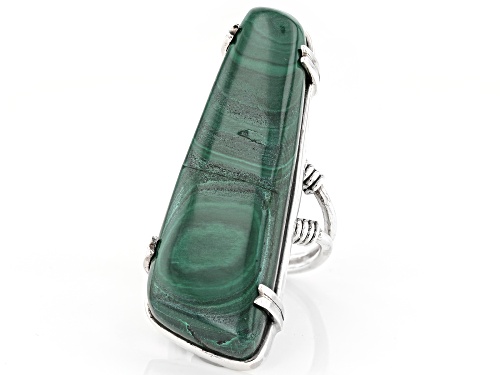 50X14.1X8.5mm cabochon malachite solitaire oxidized sterling silver ring - Size 6