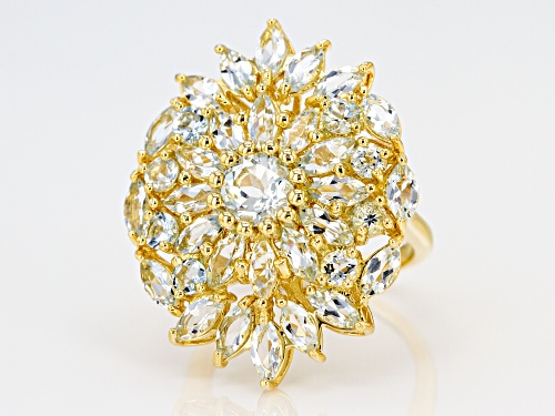 1.38ctw Round & 2.86ctw Marquise Brazilian Aquamarine 18k Gold Over Silver Cluster Ring - Size 8