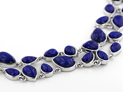 Pear Shape Lapis Lazuli Rhodium Over Sterling Silver Bracelet - Size 8