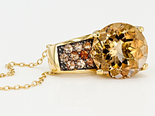 5.89ct champagne quartz with .32ctw andalusite 18k gold over sterling silver pendant with chain