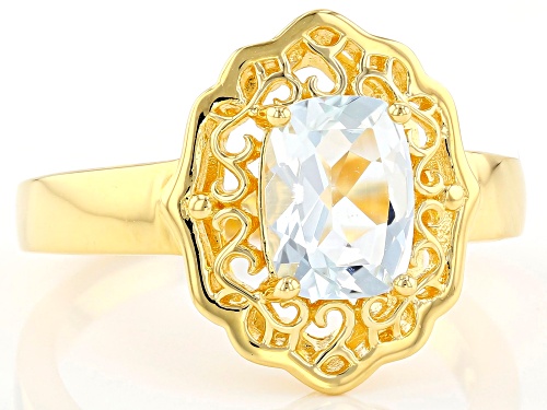 1.31ct Rectangular Cushion Aquamarine 18k Yellow Gold Over Sterling Silver Solitaire Ring - Size 9