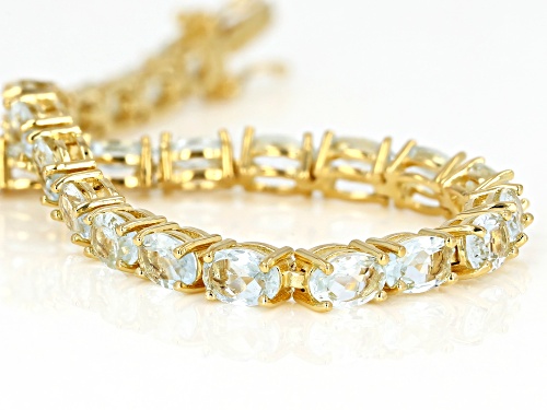 12.07ctw oval aquamarine 18k yellow gold over sterling silver tennis bracelet - Size 8