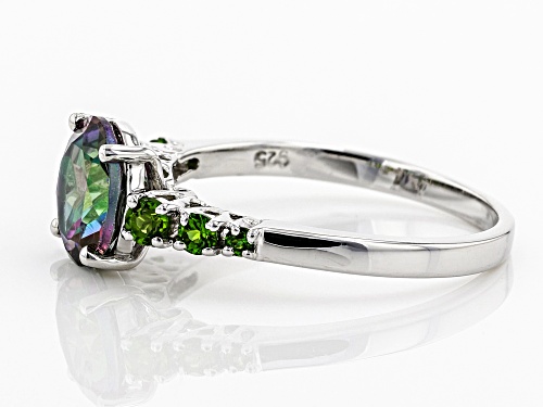 1.90ct Round Mystic Topaz(R) With .23ctw Round Chrome Diopside Rhodium Over Silver Ring - Size 9