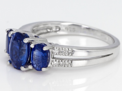 2.30ctw Kyanite With .03ctw Diamond Accent Rhodium Over Sterling Silver Ring - Size 9