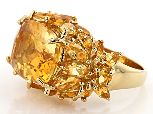 12.16ctw Mixed Shape Brazilian Citrine 18k Yellow Gold Over Sterling Silver Ring - Size 5