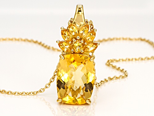 8.20CTW ROUND,MARQUISE,CUSHION BRAZILIAN CITRINE 18K YELLOW GOLD OVER SILVER PENDANT WITH CHAIN