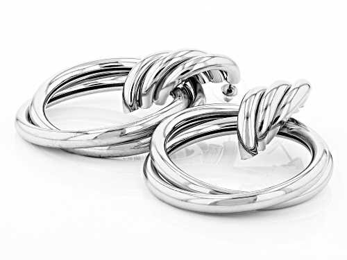 Pre-Owned Paula Deen Jewelry™ Silver Tone Twisted Double Hoop Earrings