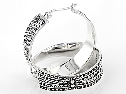 Pre-Owned Global Destinations™ Sterling Silver African Inspired Tribal Design Hoop Earrings