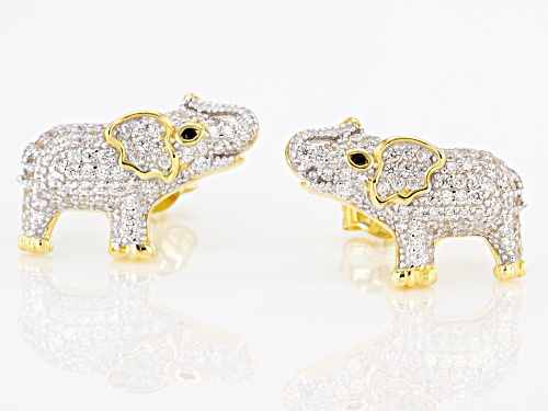 Pre-Owned Bella Luce ® 1.30ctw Black And White Diamond Simulants Eterno™ Yellow Elephant Earrings