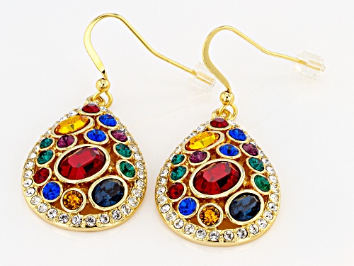 Pre-Owned Off Park ® Collection, Multi Color Crystal  Shiny Gold Tone Teardrop Earrings