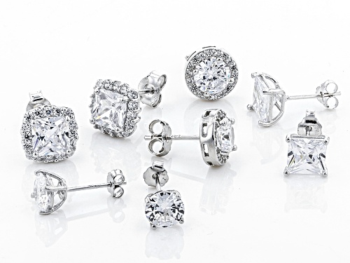Pre-Owned Bella Luce ® 12.42ctw Rhodium Over Sterling Silver Earrings- Set Of 4