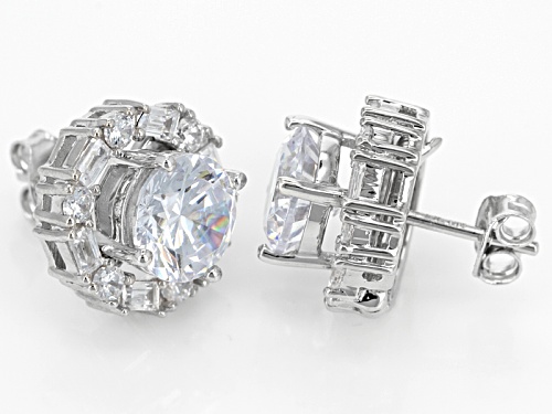 Pre-Owned Bella Luce ® 9.08ctw Rhodium Over Sterling Silver Interchangeable Earrings (6.48ctw Dew)