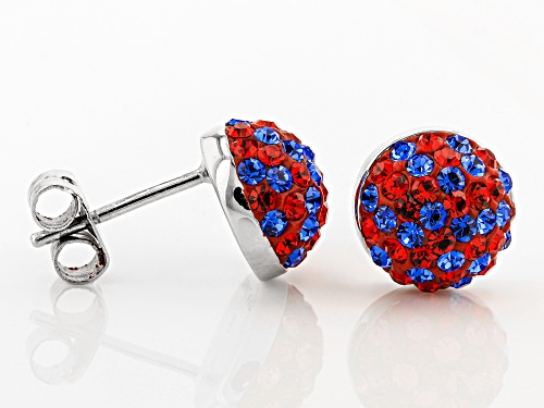 Pre-Owned Preciosa Crystal Red And Blue Stud Earrings