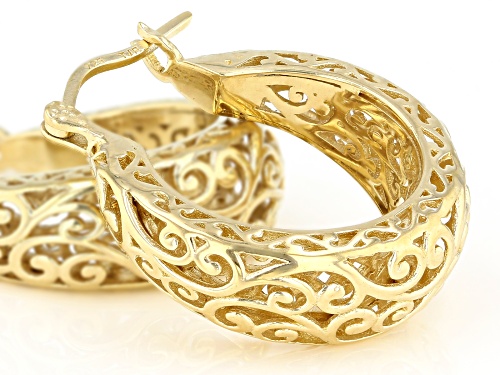 Pre-Owned Artisan Collection Of Turkey™ 18k Yellow Gold Over Sterling Silver Hoop Earrings