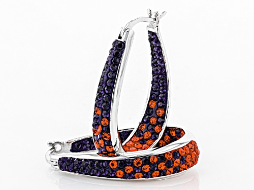 Pre-Owned Preciosa Crystal Orange And Purple Horseshoe Hoop Earrings