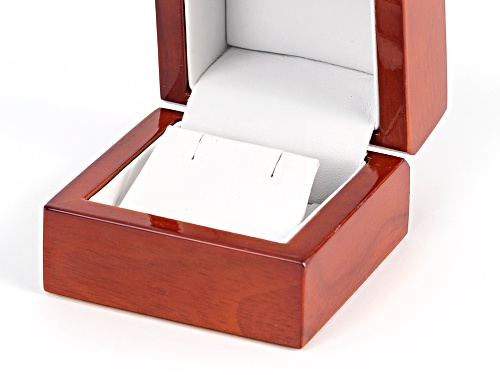 Pre-Owned Wooden Presentation Earring/Pendant Box with White Faux Leather Lining