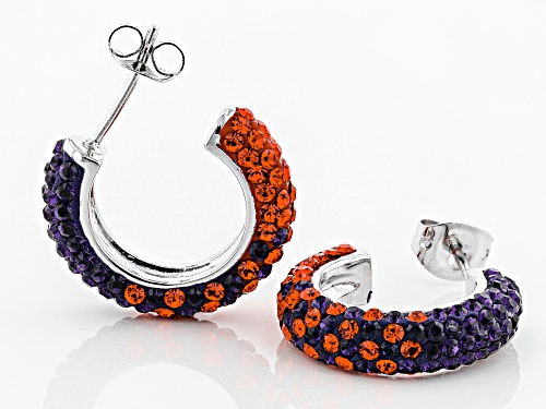 Pre-Owned Preciosa Crystal Orange And Purple Hoop Earrings