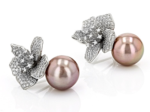 Pre-Owned Genusis™ 11mm Pink Cultured Freshwater Pearl & Bella Luce ® Rhodium Over Sterling Silver E