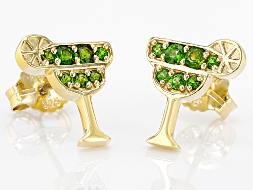 Pre-Owned 0.49ctw Round Chrome Diopside 18k Gold Over Sterling Silver Margarita Stud Earrings