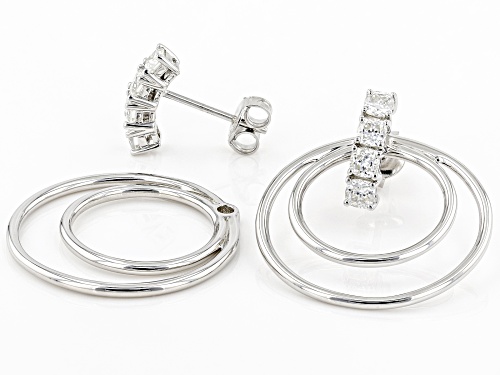 Pre-Owned MOISSANITE(R) 1.04CTW DEW CUSHION CUT PLATINEVE(R) INTERCHANGEABLE EARRINGS