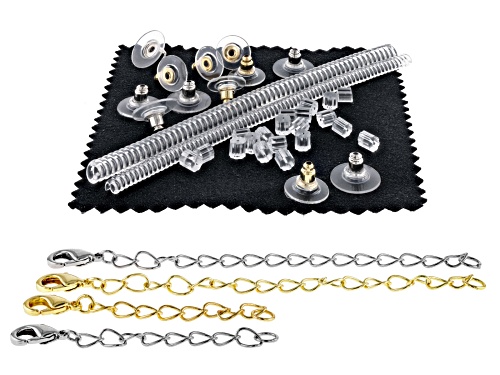 Pre-Owned Jewelry Essentials Kit in Silver Sequin Zippered Pouch