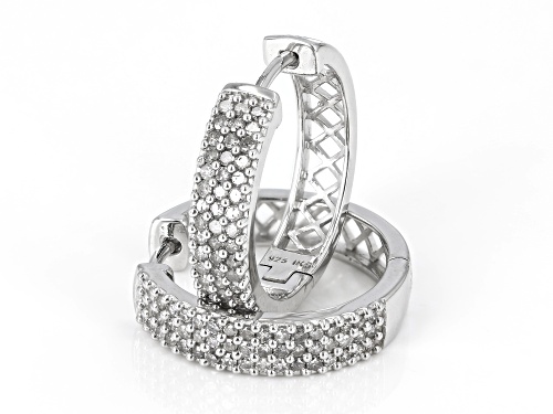 Pre-Owned 0.65ctw Round White Diamond Rhodium Over Sterling Silver Hoop Earrings