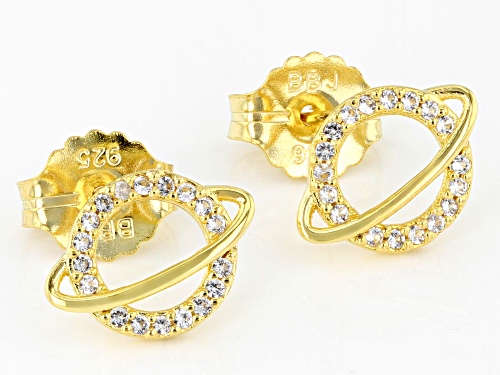 Pre-Owned .21ctw Lab White Sapphire 18k Yellow Gold Over Sterling Silver Children's Planet Stud Earr