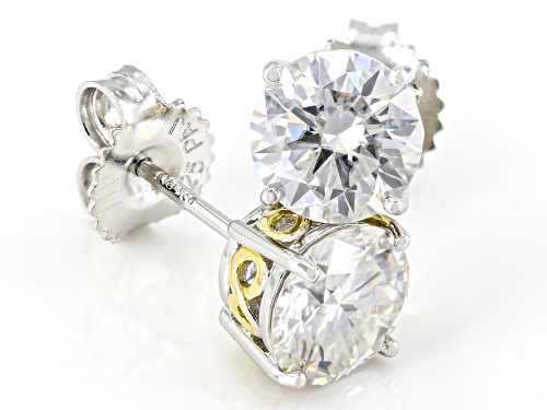 Pre-Owned MOISSANITE FIRE®  2.40CTW DEW ROUND TWO TONE STUD EARRINGS