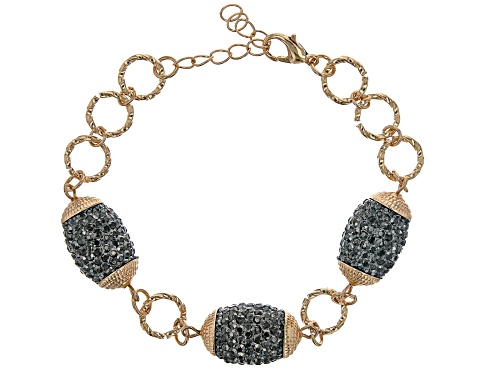 Pre-Owned Off Park® Collection, Hematine Color Crystal Gold Tone Station Necklace & Bracelet Set
