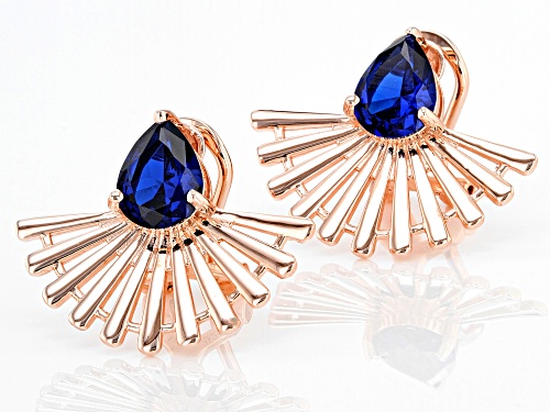 Pre-Owned 2.80ctw Pear Shape African Amethyst 18k Rose Gold Over Sterling Silver Clip-On Earrings