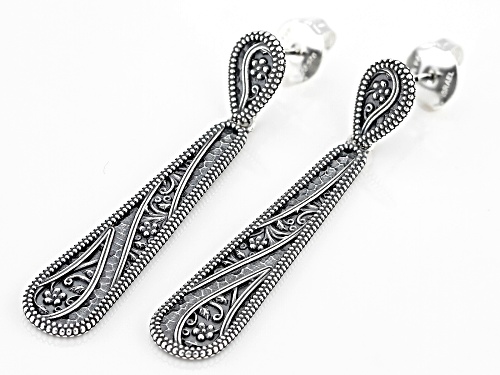 Pre-Owned Artisan Collection of Israel™ Sterling Silver Elongated Textured Drop Earrings