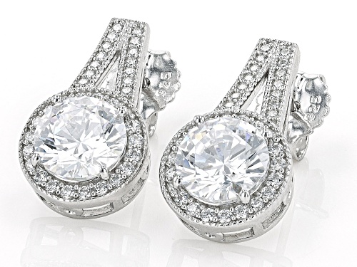 Pre-Owned Bella Luce® 7.68ctw White Diamond Simulant Platinum Over Sterling Silver Earrings(4.65ctw